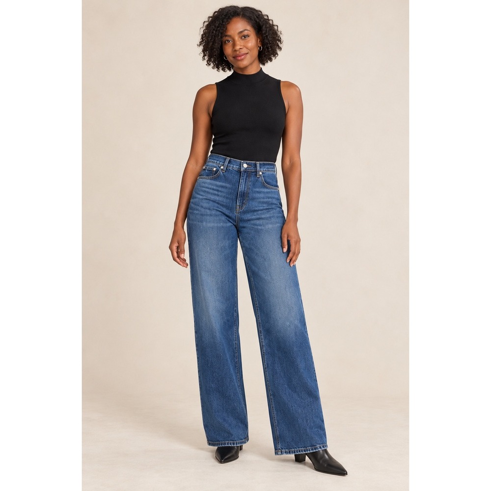 AYR The Secret Sauce High Rise Wide Leg Jeans Indigo Blue Size 29